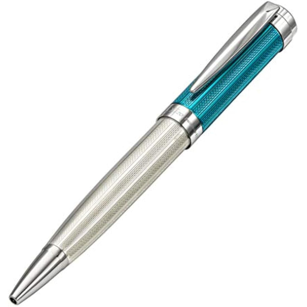 Xezo Incognito Ballpoint Pen | 925 Sterling Silver & Azure Blue Lacquer