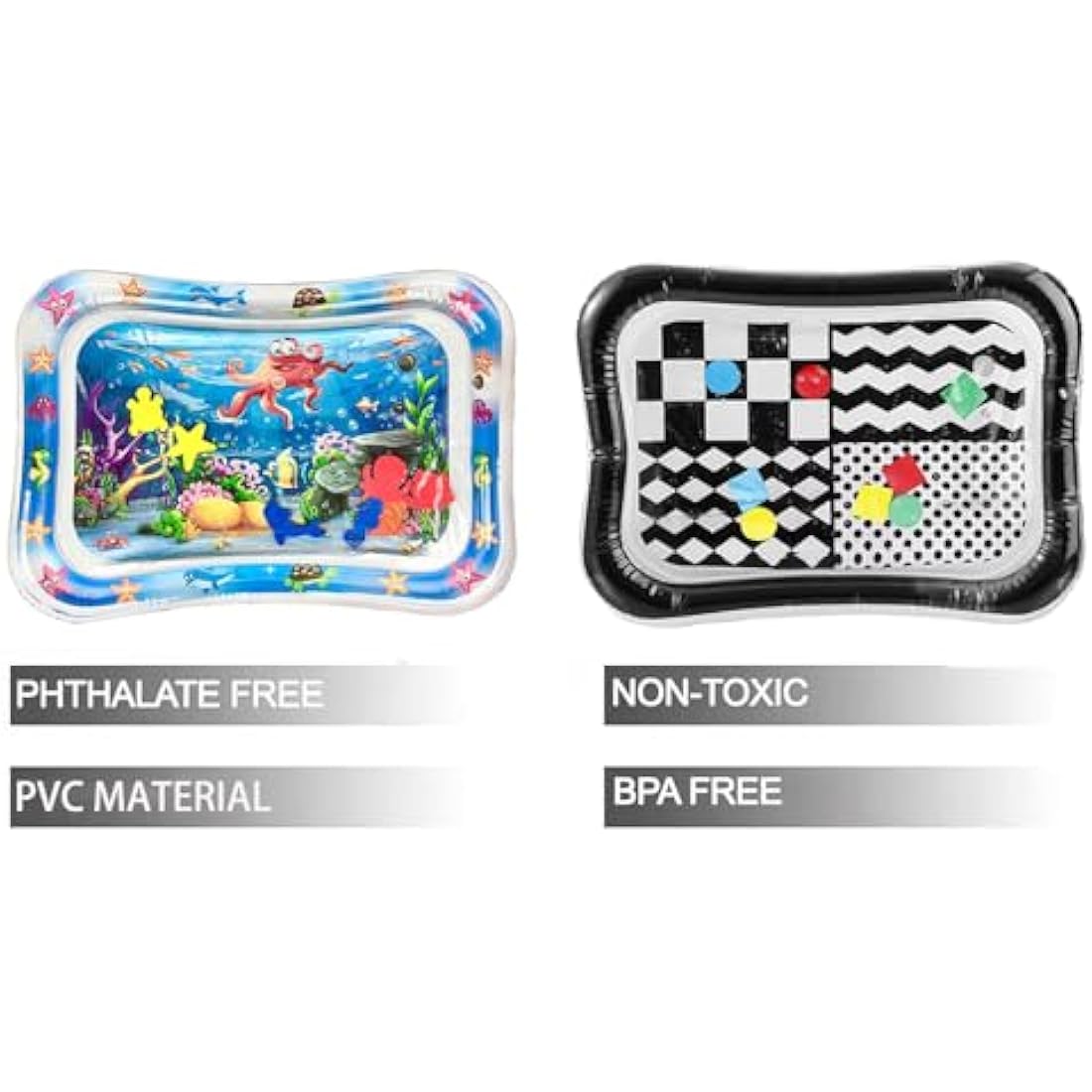 PandaEar 2-Pack Tummy Time Water Mat | Inflatable Baby Sensory Play Mat