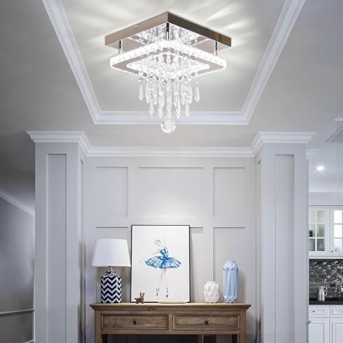 Modern K9 Crystal Square LED Flush Mount Ceiling Light