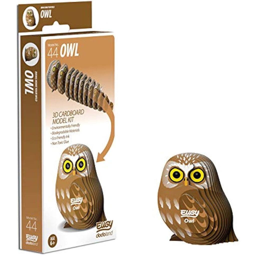EUGY 3D Owl Model – Eco-Friendly DIY Animal Craft Collectible Puzzle