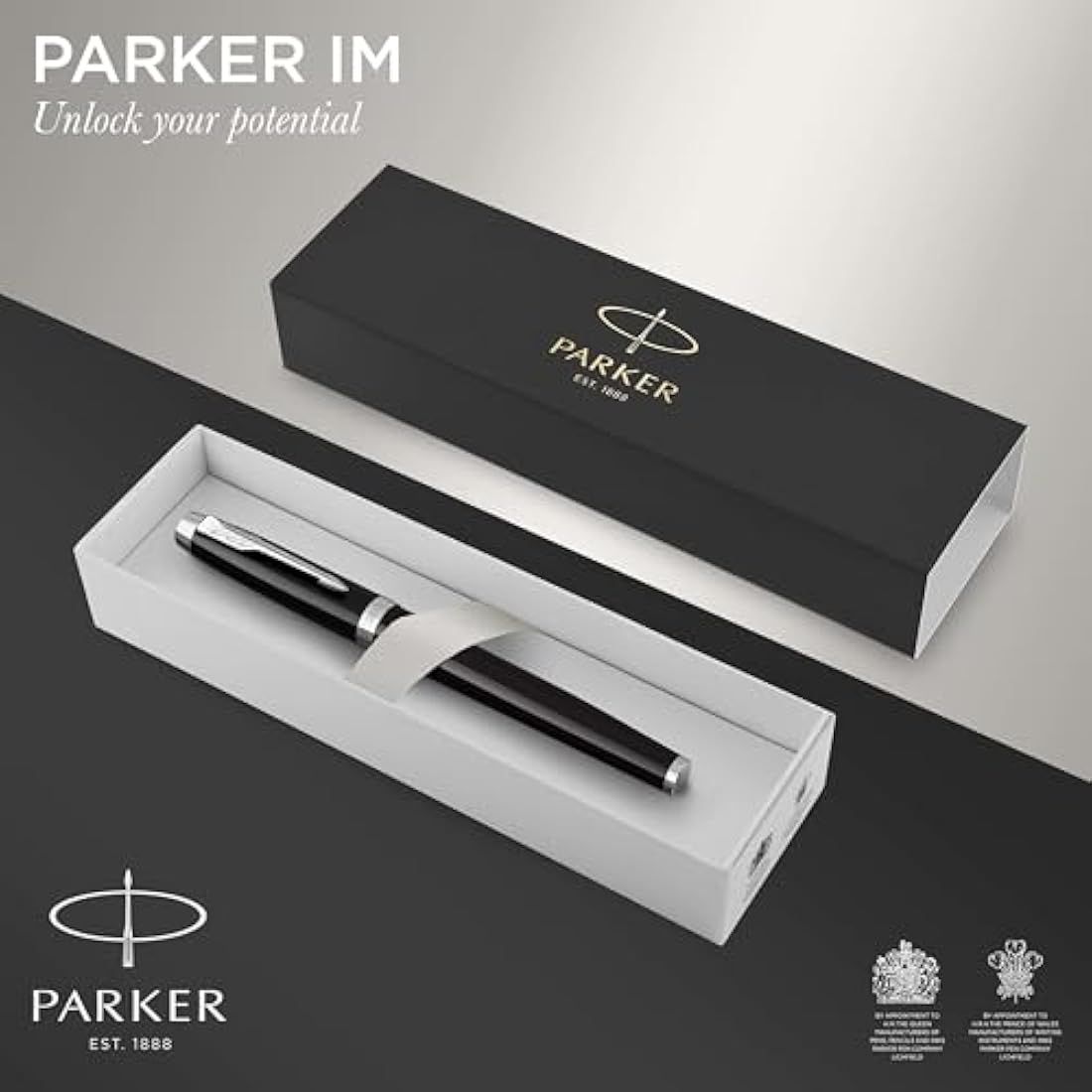 Parker IM Fountain Pen - Black Lacquer with Chrome Trim, Fine Nib