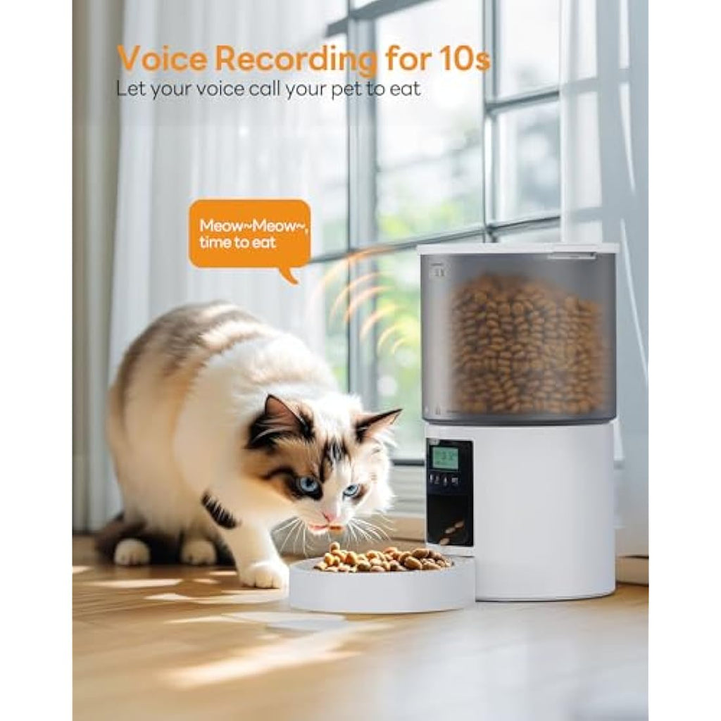 Jolof Store Automatic Cat Feeder – 4L Timed Pet Food Dispenser, White