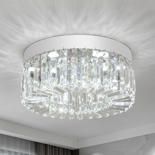VETRULUS Modern LED Crystal Chandelier | 40CM Flush Mount Ceiling Light