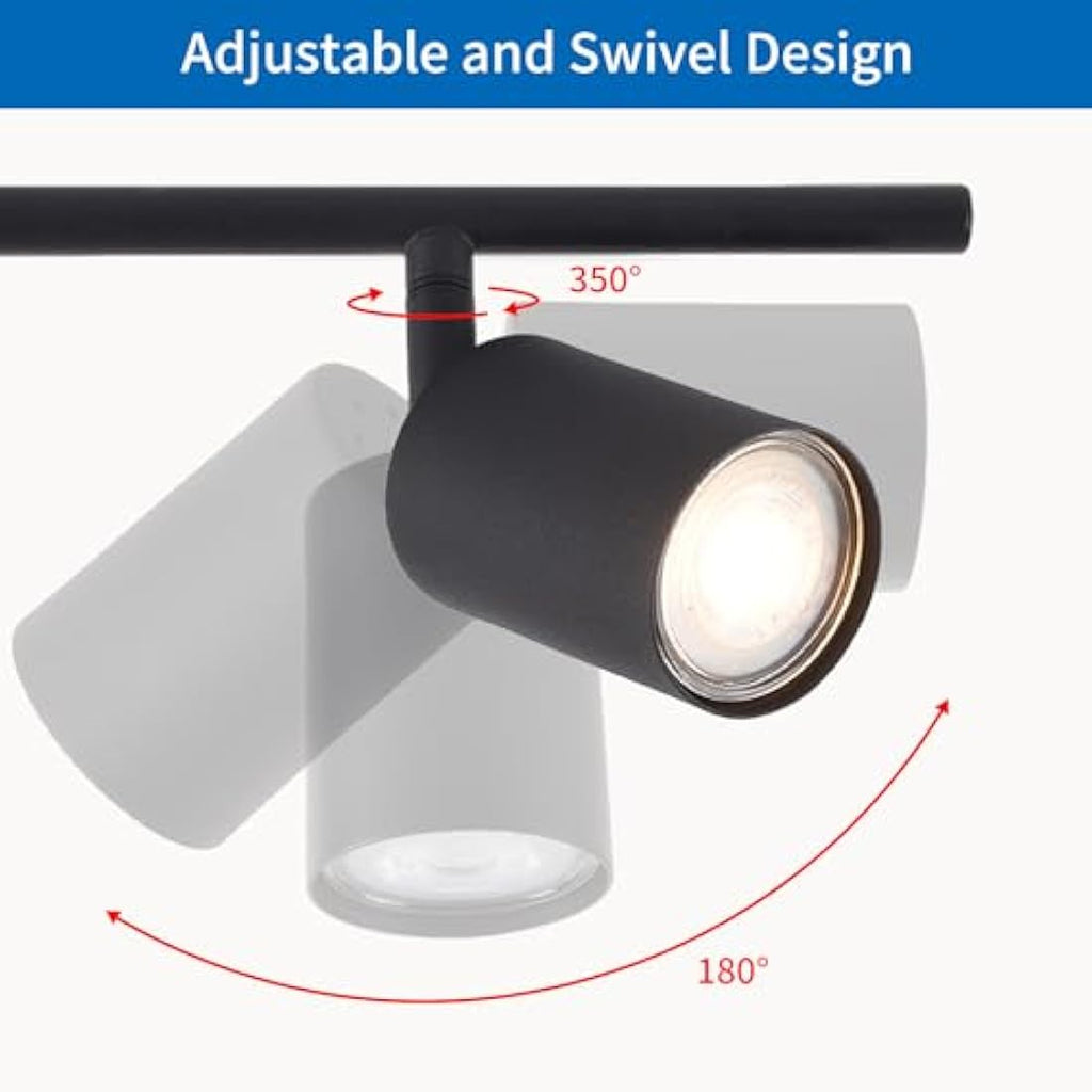 ANWIO 6-Way Black GU10 Ceiling Spotlight Bar | Adjustable Industrial Metal