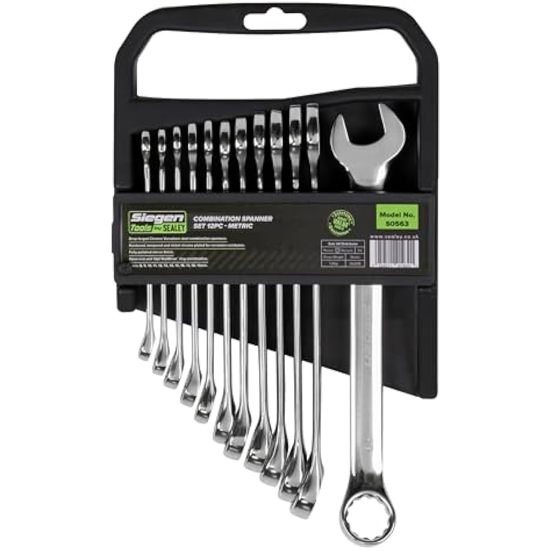 Sealey S0563 Metric Combination Spanner Set - 12 Piece Silver Hand Tools