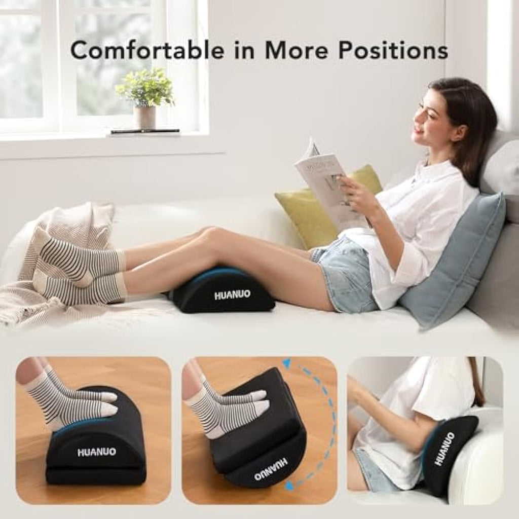 HUANUO Adjustable Memory Foam Footrest | Ergonomic Under Desk Foot Stool