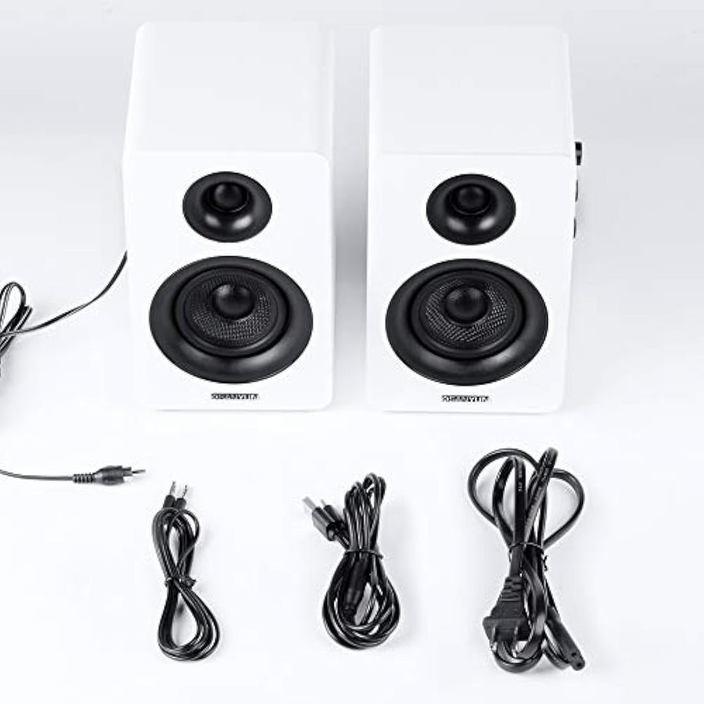 Sanyun SW208 60W Bluetooth 5.0 Bookshelf Speakers - Carbon Fiber White
