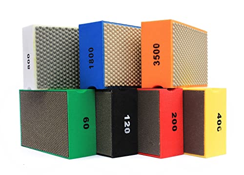 BSRTTOOL 7-Piece Diamond Hand Polishing Pads for Stone and Concrete