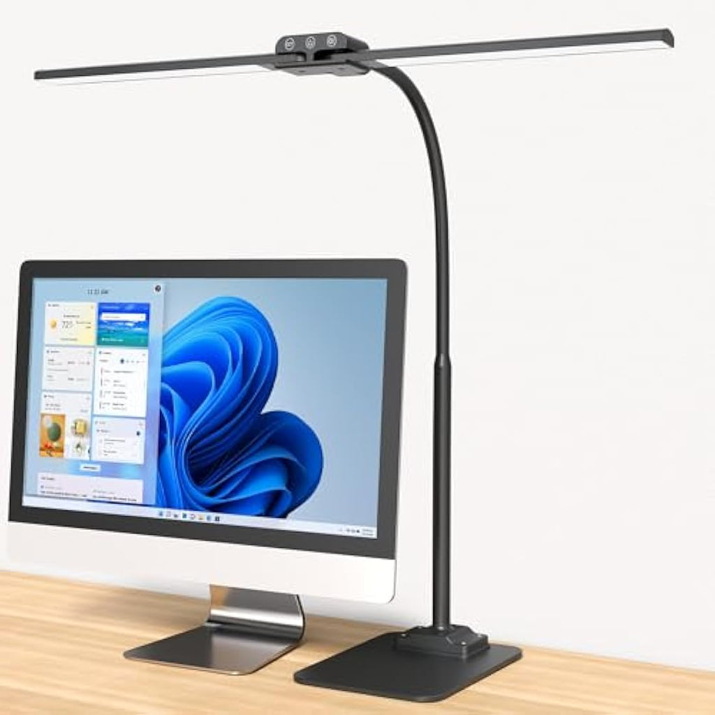 KableRika Double Head LED Desk Lamp | Dimmable Eye-Caring Task Light