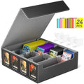 Hot Bee MTG Deck Box – 2400+ Card Storage Case, PU Leather, Grey