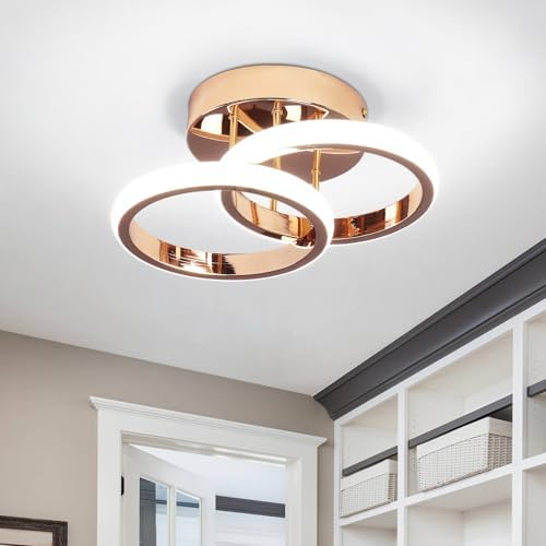 EIDISUNY Modern LED Ceiling Light – 22W Cool White Flush Mount Gold