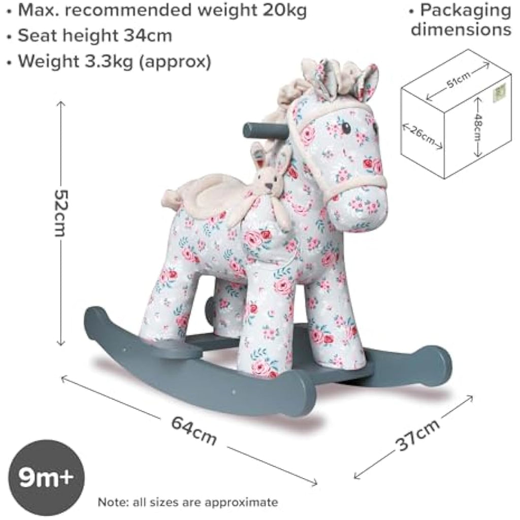 Little Bird Told Me Lily & Rose Rocking Horse – Grey Floral Wooden Toy