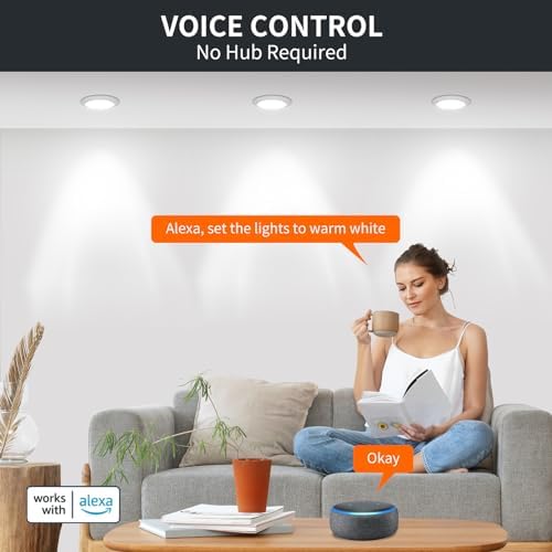 DUSKTEC Smart Recessed Downlights – 10W Alexa Compatible LED, 6 Pack