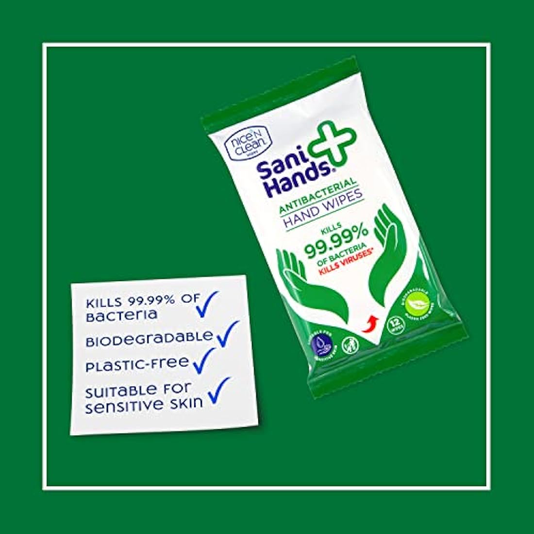 Sani Hands Antibacterial Hand Wipes – Biodegradable & Sensitive (480 Pack)