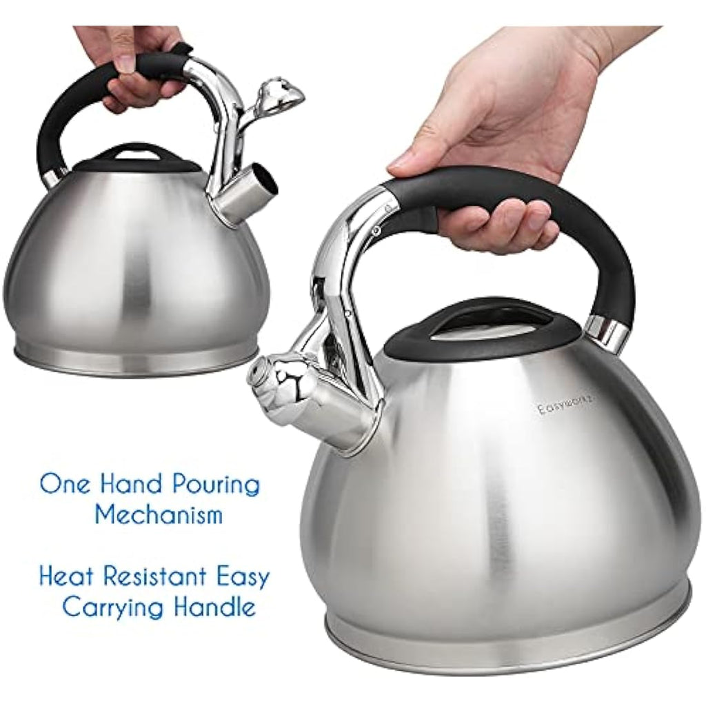 Easyworkz Whistling Tea Kettle - 2.3L Stainless Steel Stovetop Pot