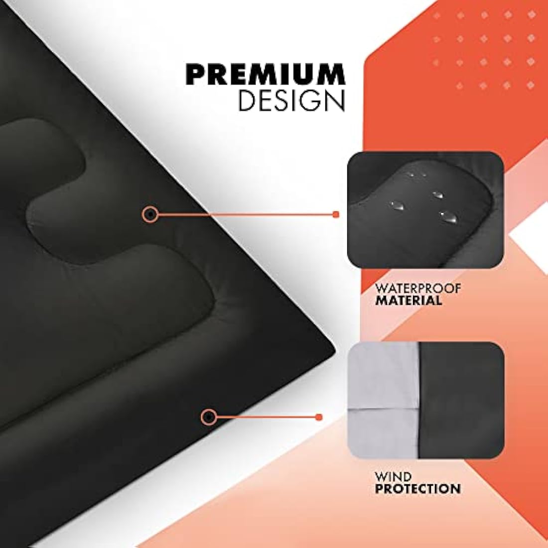 Azark Double Mummy Sleeping Bag – 350GSM Waterproof 4 Season Gear