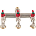 Brass 3-Way Multi-Tap Connector | 1/2" Inlet to 3/4" Outlets