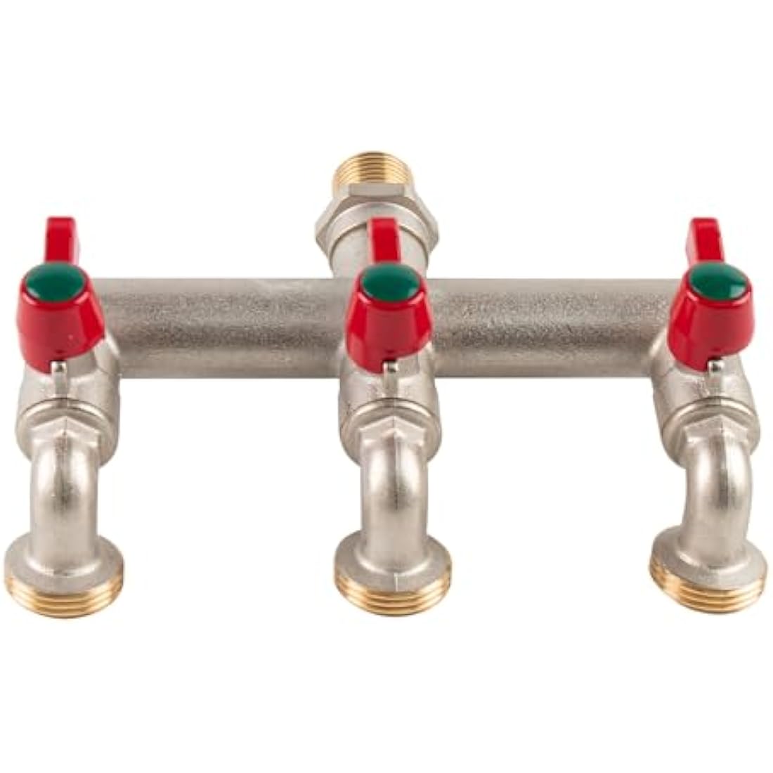 Brass 3-Way Multi-Tap Connector | 1/2" Inlet to 3/4" Outlets
