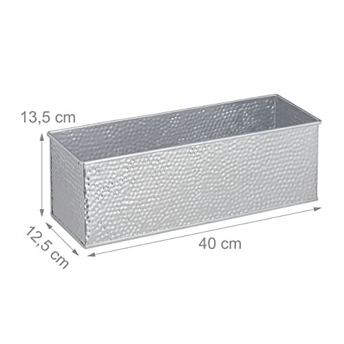 Relaxdays Silver Metal Window Box – Hammered Iron Indoor Planter