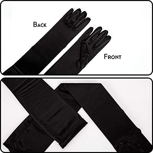 21" Satin Opera Gloves – 1920s Stretchy Long Elbow Gloves