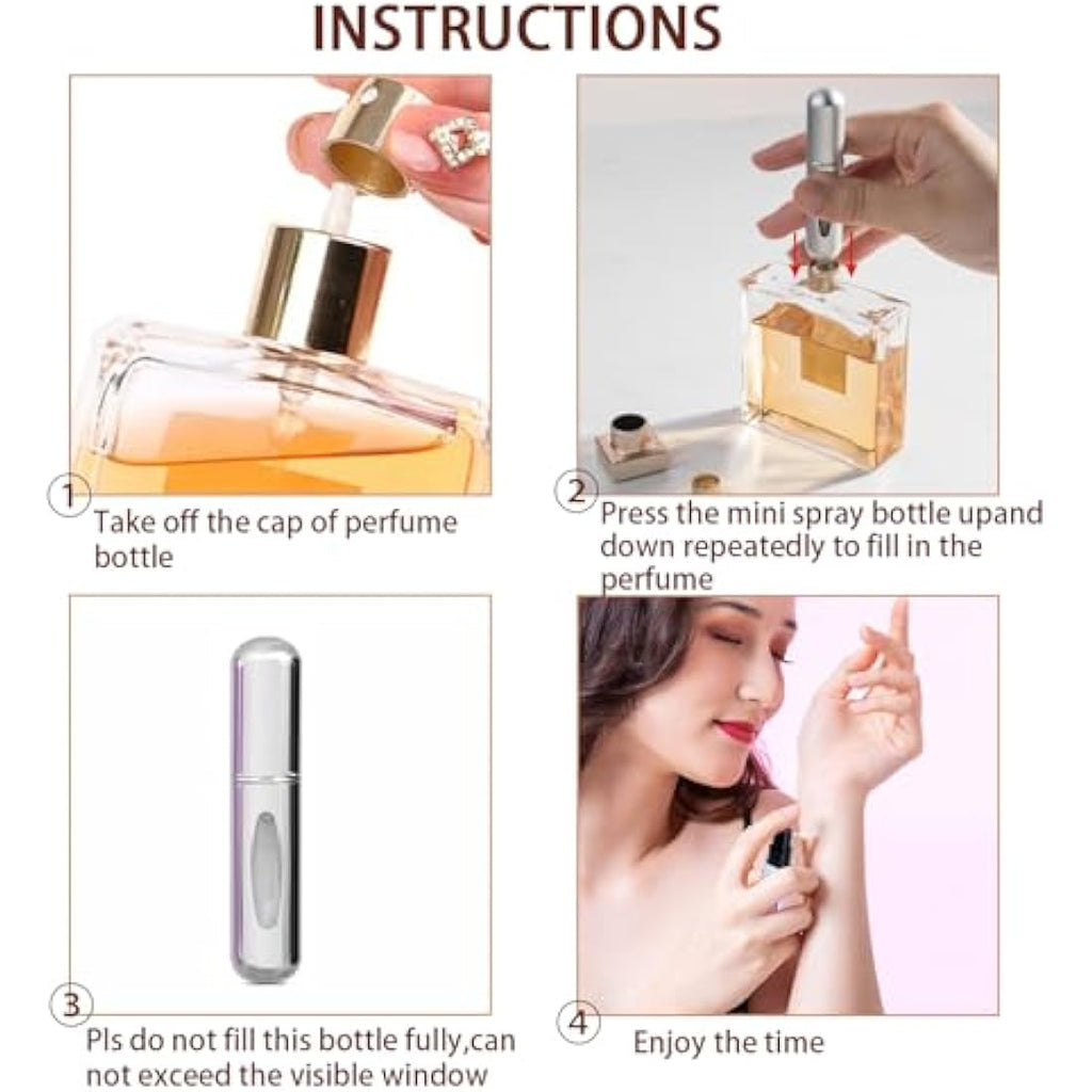Refillable Perfume Atomiser – 4PCS 5ml Portable Travel Spray