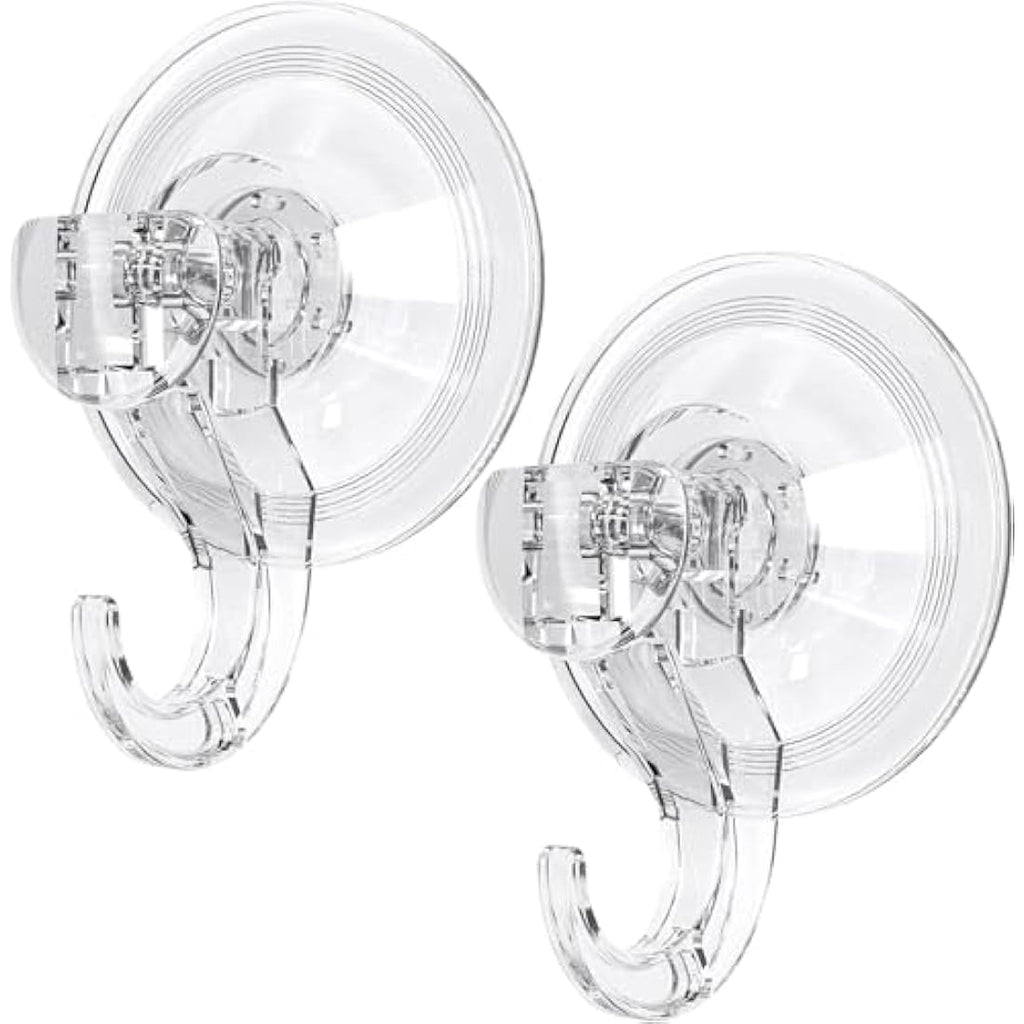 Jolof Store Heavy Duty Suction Hooks – Clear Reusable Vacuum Hangers, 2 Pack