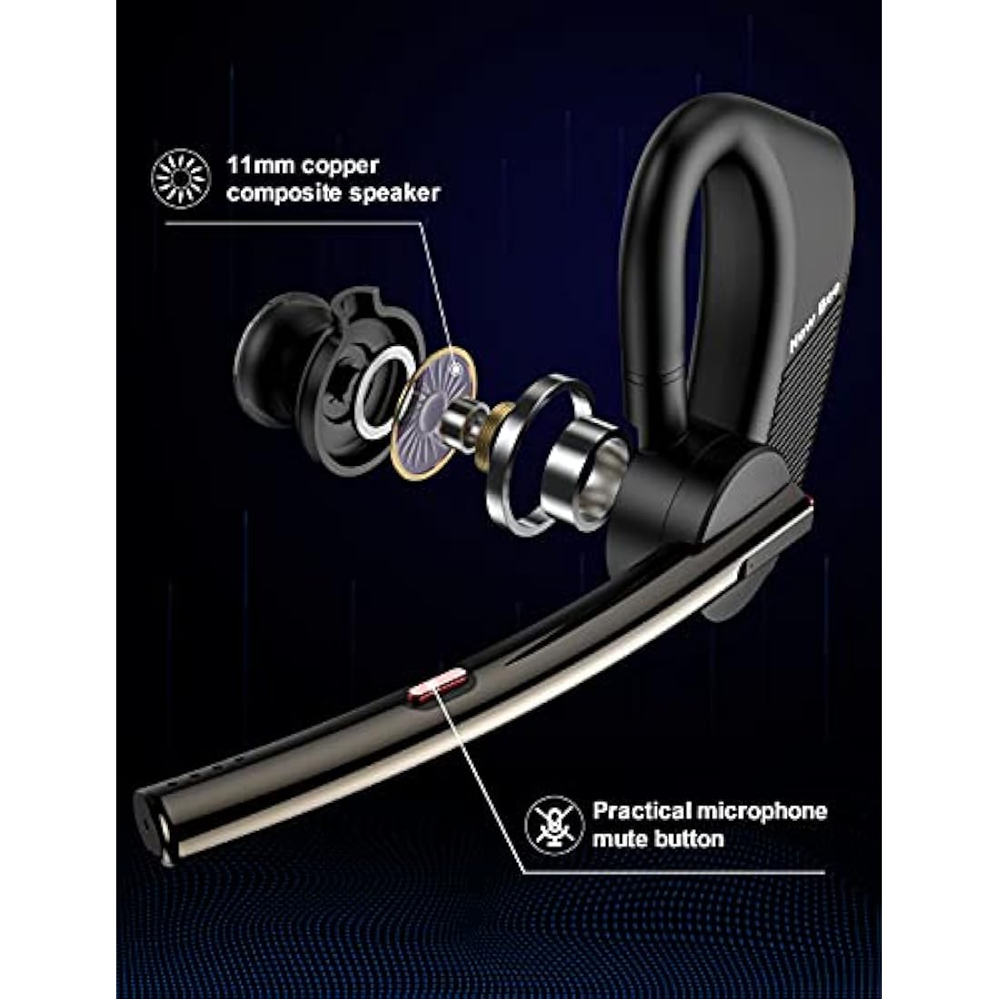 New Bee Bluetooth Headset – Noise Cancelling Earpiece with 24H Talk Time