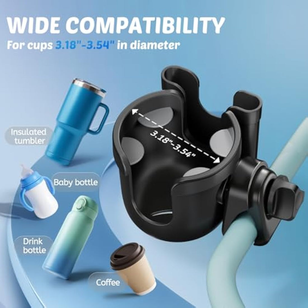 Guiseapue 2-in-1 Universal Pram Cup Holder with Phone Holder for Strollers