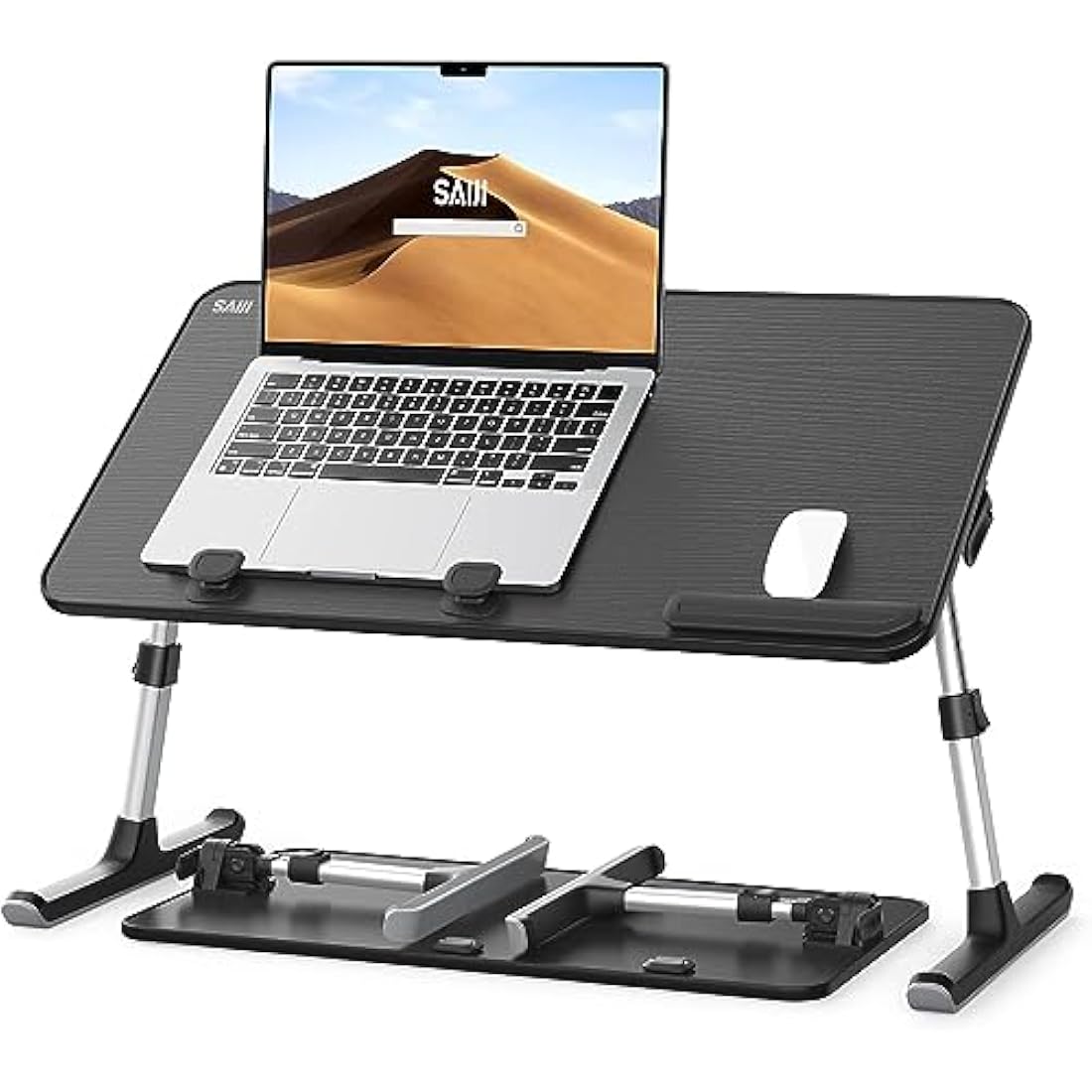 SAIJI Adjustable Laptop Desk – Portable Bed Tray with 5 Heights, Black
