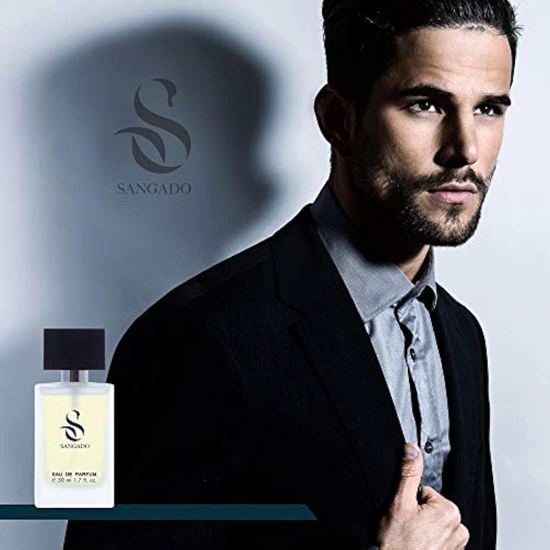 SANGADO The Man in Black Eau de Parfum – Oriental Spicy Men's Perfume, 50ml