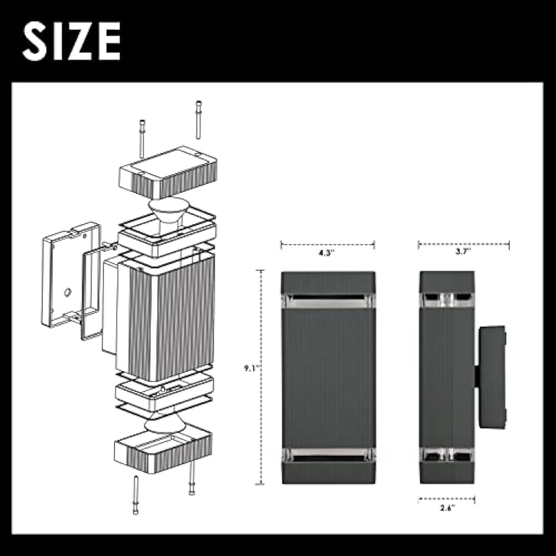 CELAVY Outdoor Wall Lights – Modern IP65 Waterproof Up Down Grey Aluminum