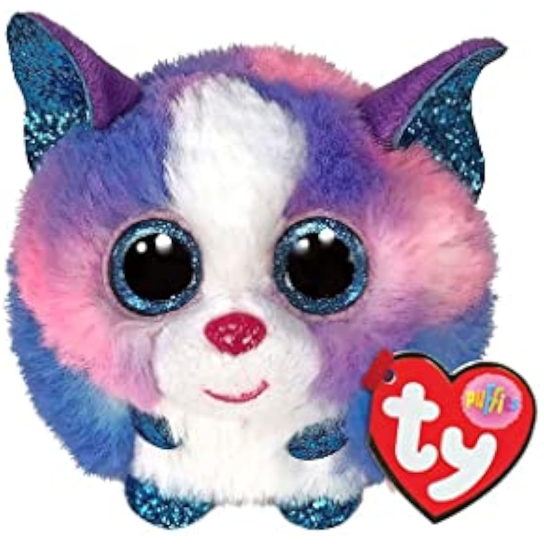 Ty Teeny Puffies Cleo Husky Plush - Pink and Purple Stuffed Animal 10cm