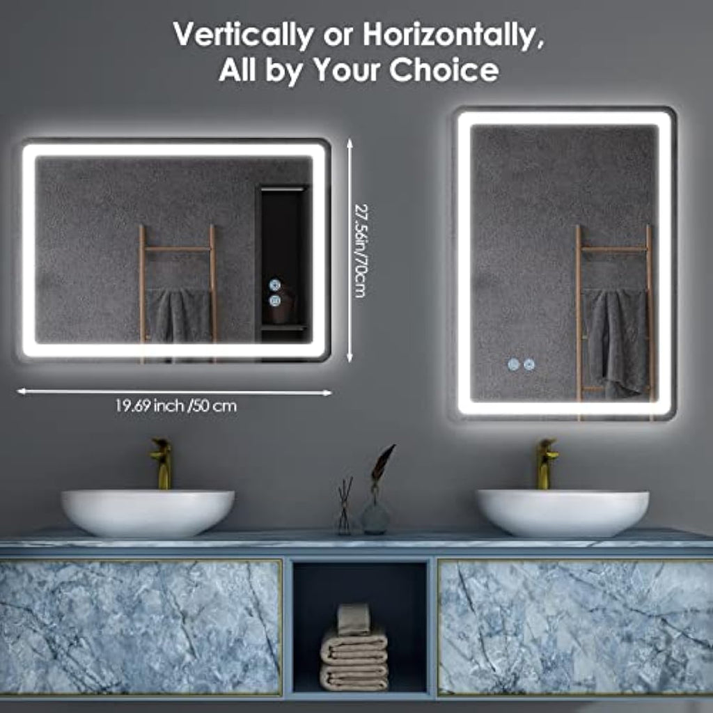LED Bathroom Mirror | 50x70cm Anti-Fog Dimmable Vanity