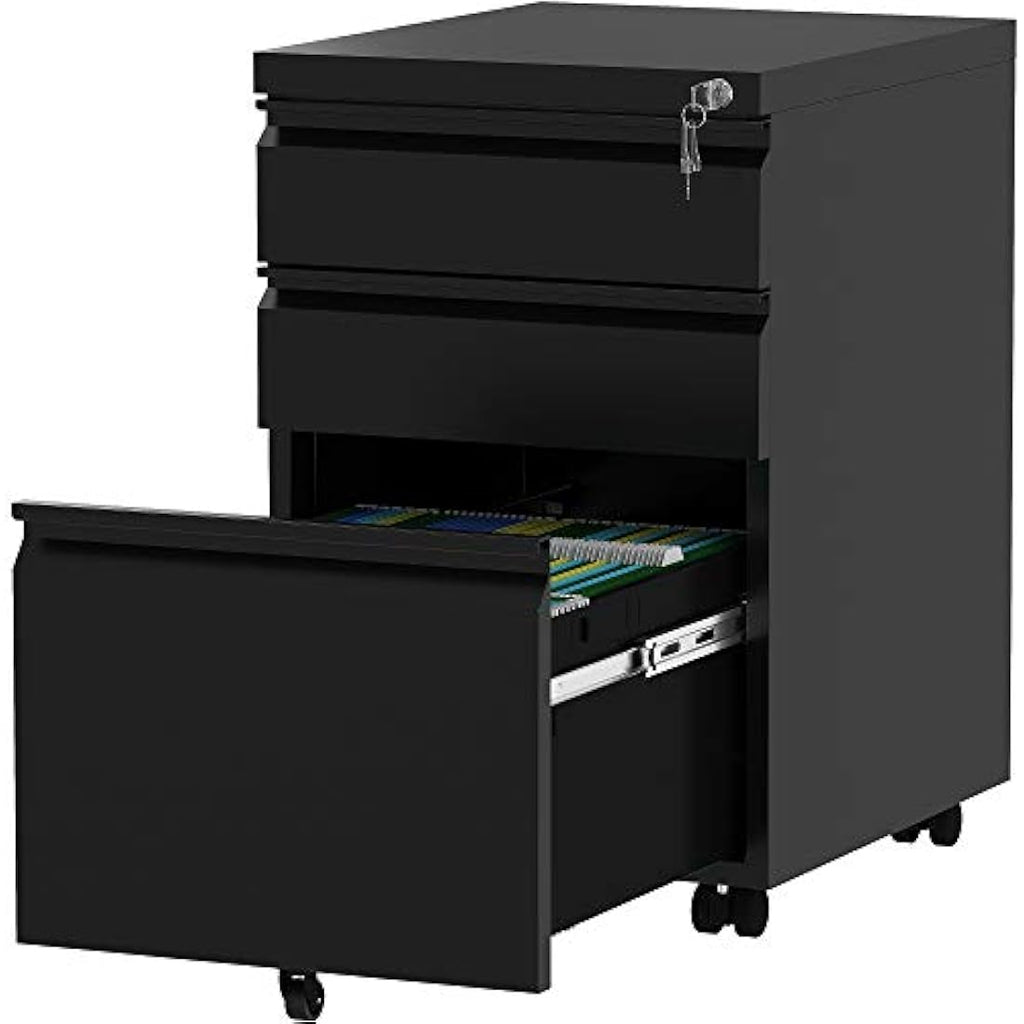 YITAHOME 3-Drawer Mobile File Cabinet | Lockable Steel Under Desk Storage