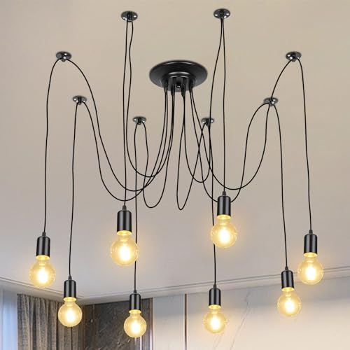 8-Arm Spider Pendant Light – Industrial DIY Metal Chandelier