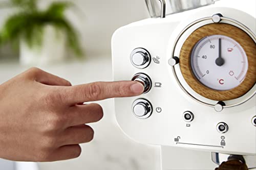 Swan Nordic Espresso Coffee Machine with Milk Frother - Cotton White