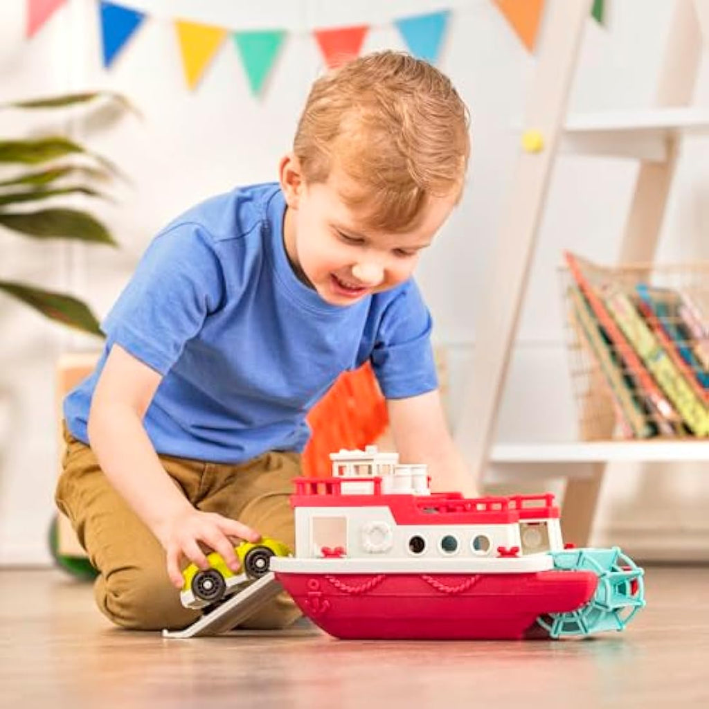Battat Wonder Wheels Ferry Boat – Floating Bath Toy with 2 Cars