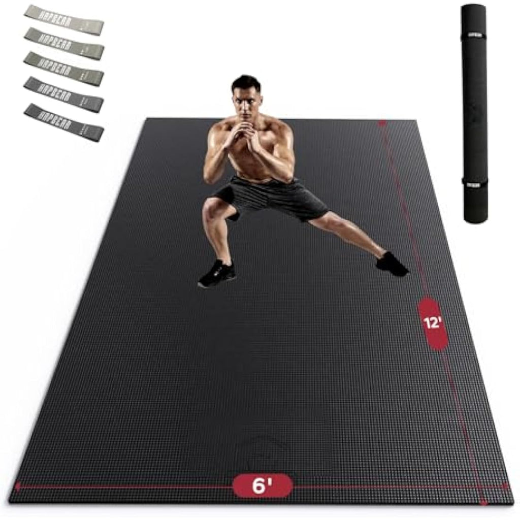 Hapbear Large Exercise Mat – 8mm Non-Slip Yoga Mat for Home Gym