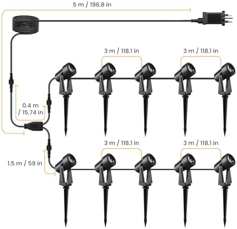 Svater 10-in-1 LED Garden Spotlights | 32m IP65 Waterproof Landscape Lights