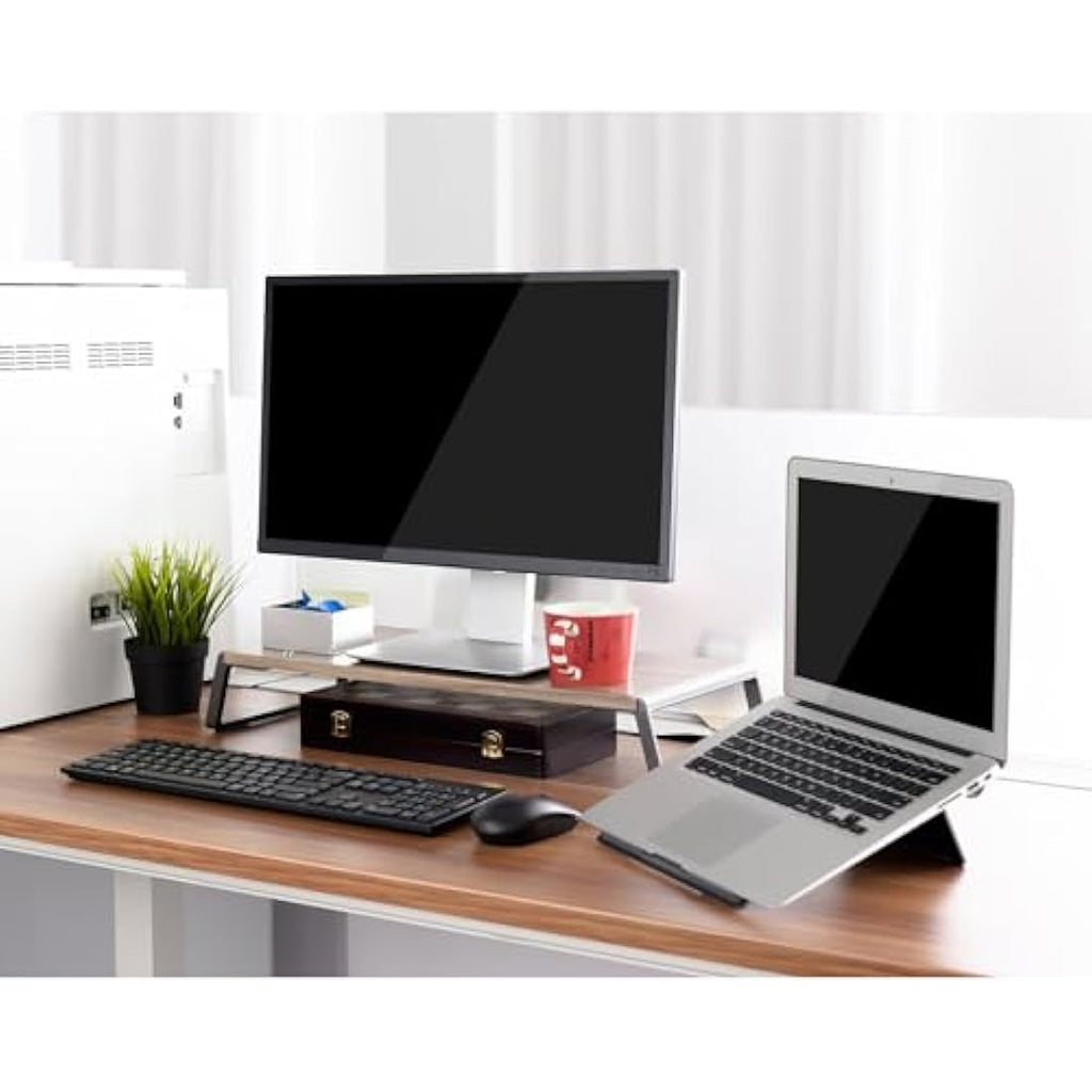 ThingyClub Monitor Stand Riser | Ergonomic MDF & Aluminum Desk Organizer