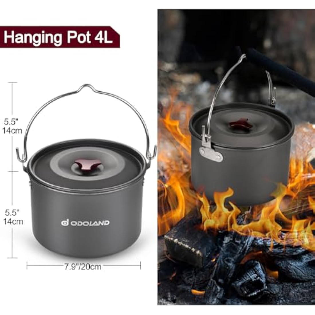 Odoland 22-Piece Camping Cookware Kit | Stainless Steel Set for 4 People