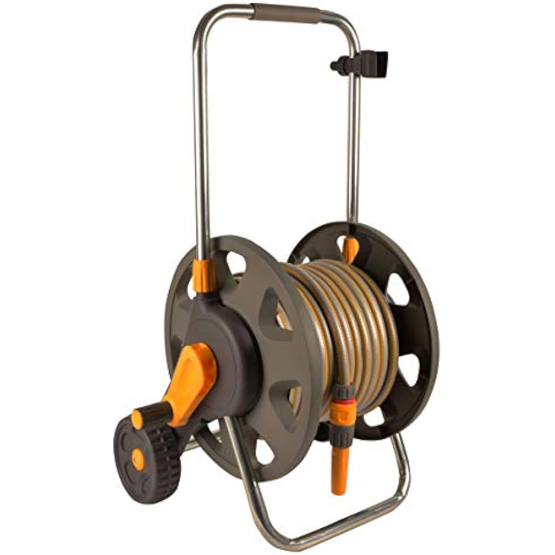 Hozelock Cart Reel Plus – 30m Assembled Garden Hose Reel with Nozzle