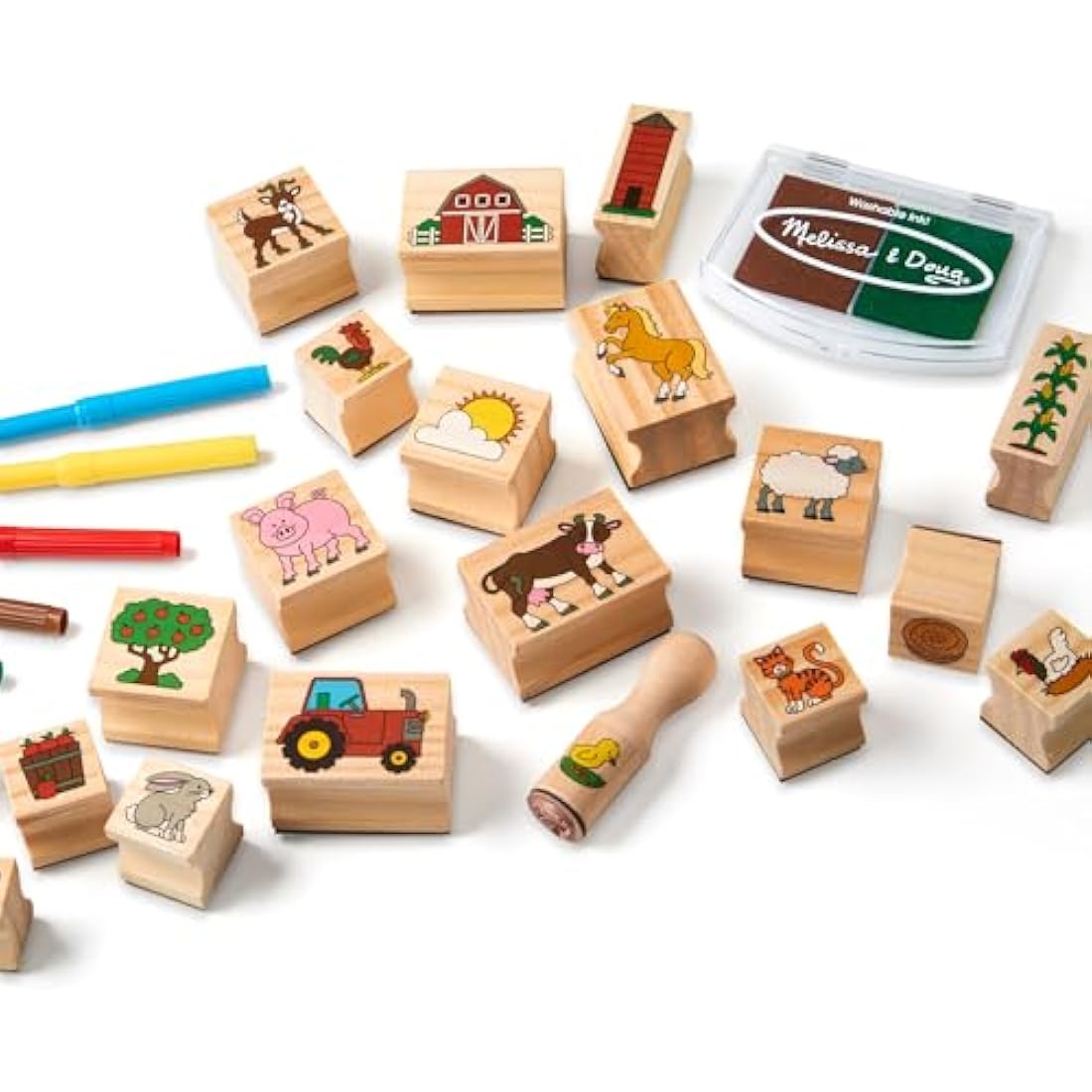 Melissa & Doug Farm Stamp-a-Scene – 20 Wooden Stamps and Art Set