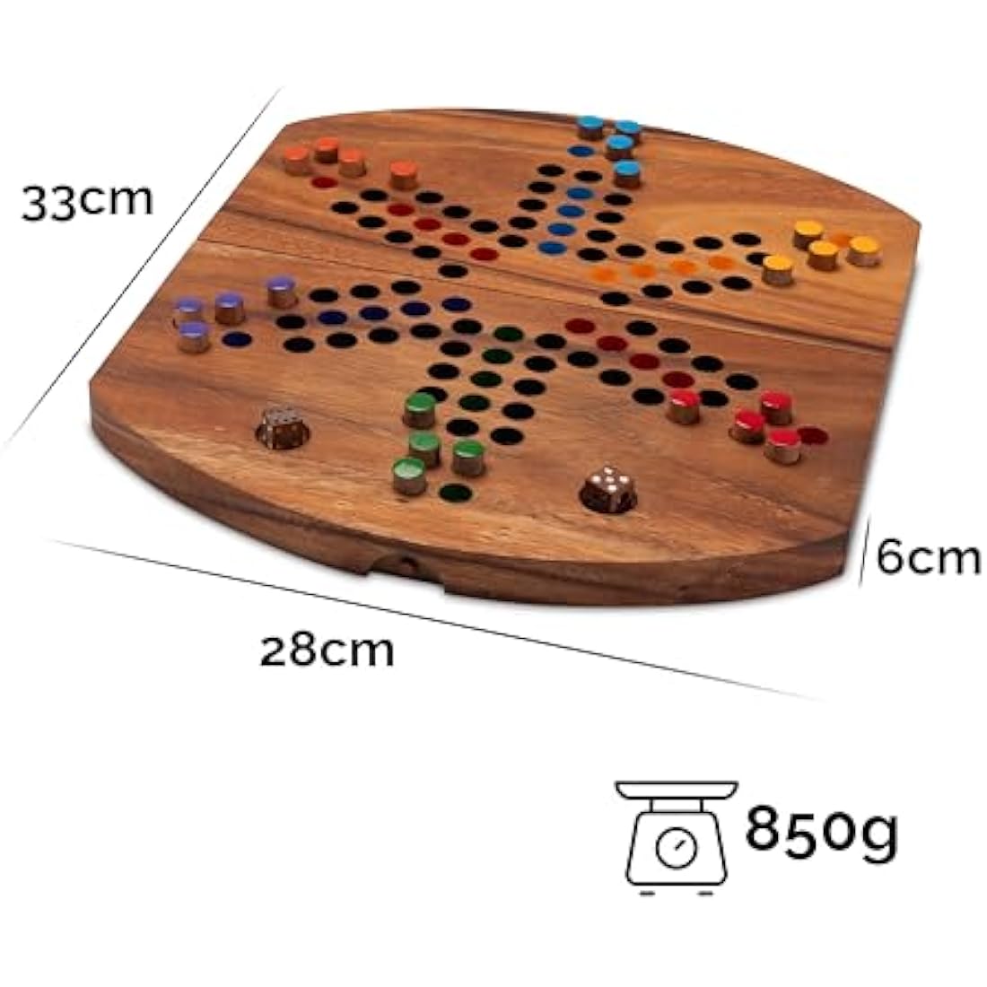 Jolof Store Ludo für 6 Spieler – Klappbares Brettspiel aus Holz