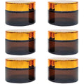 Jolof Store 6-Pack Amber Glass Jars - 50ml Refillable Cosmetic Pots