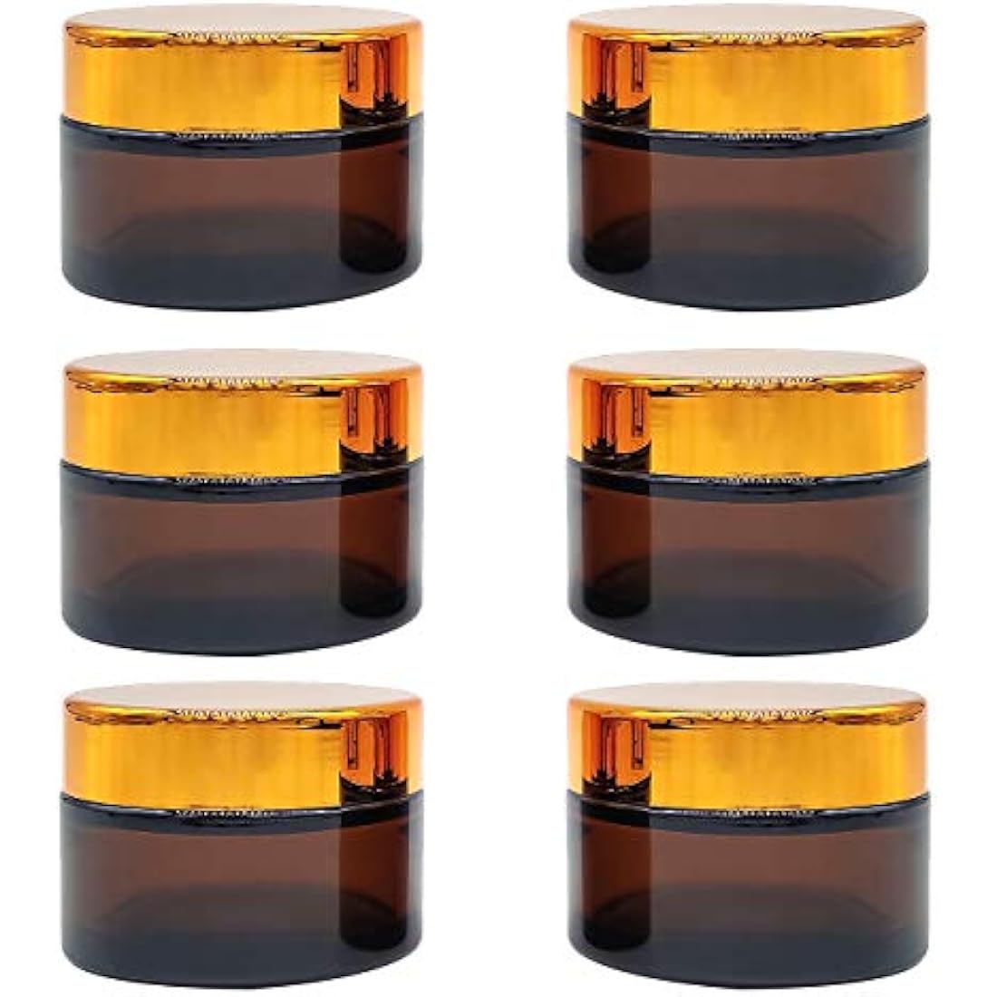Jolof Store 6-Pack Amber Glass Jars - 50ml Refillable Cosmetic Pots