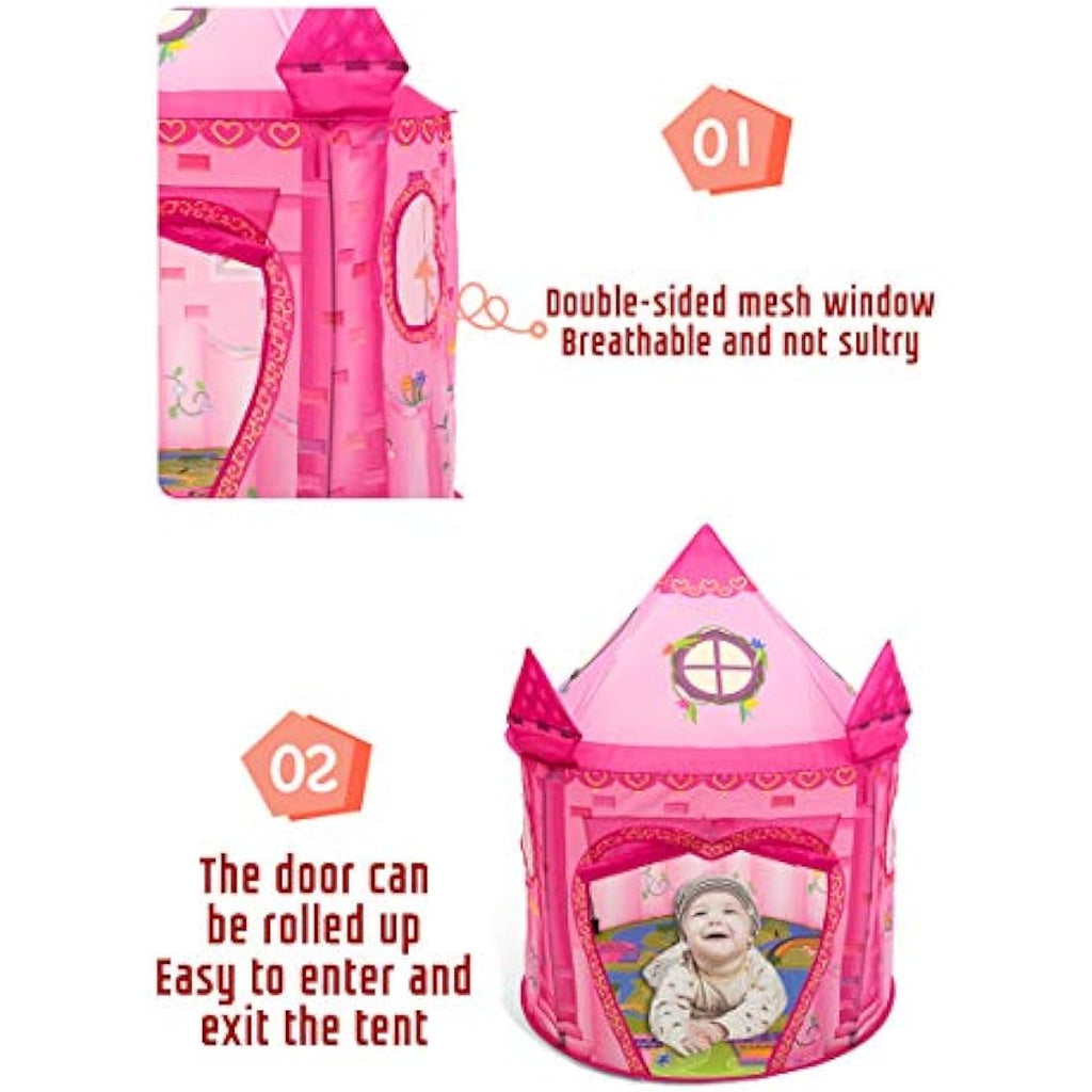 Benebomo Pink Princess Castle Play Tent – Indoor Kids Playhouse
