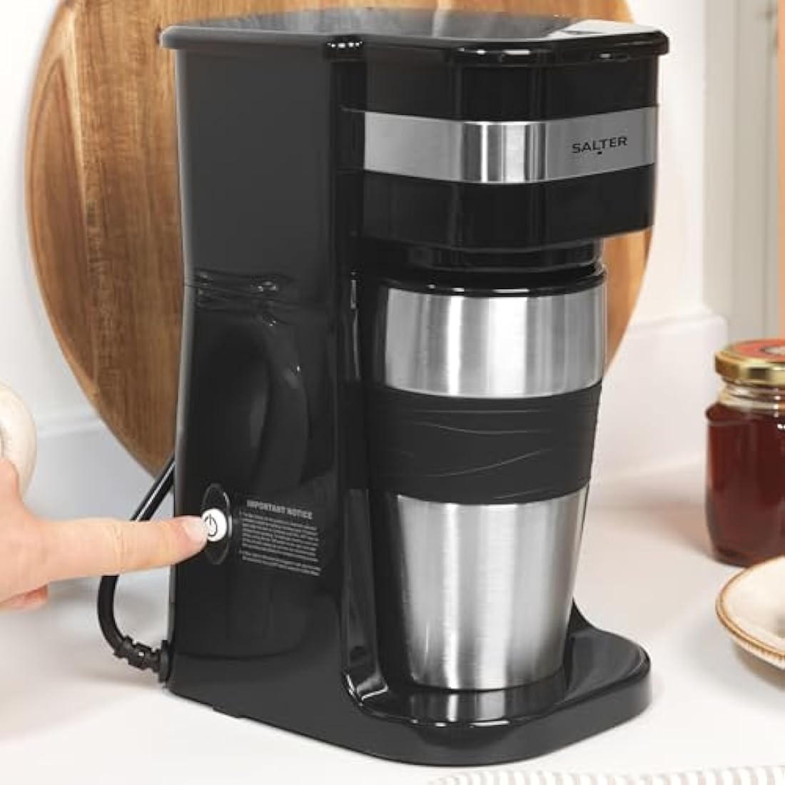Salter One Cup Coffee Maker – Filter Machine with 420ml Travel Mug