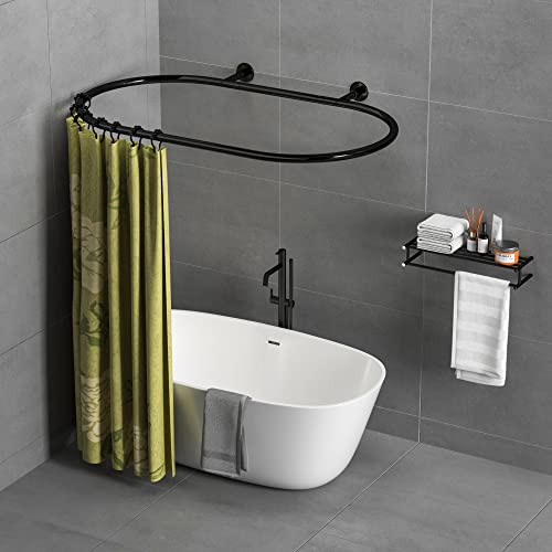 Sikaiqi Oval Aluminum Shower Curtain Rod for Clawfoot Tubs - Black
