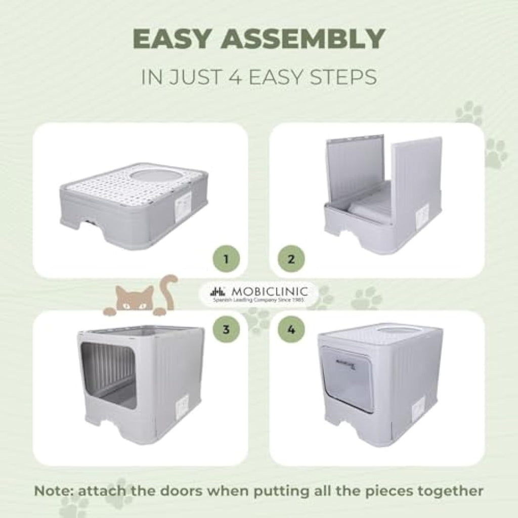 Mobiclinic Covered Cat Litter Box | Dual Entry Enclosed Tray with Scoop